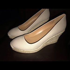 J Crew canvas Espadrille Wedges Flax size 8